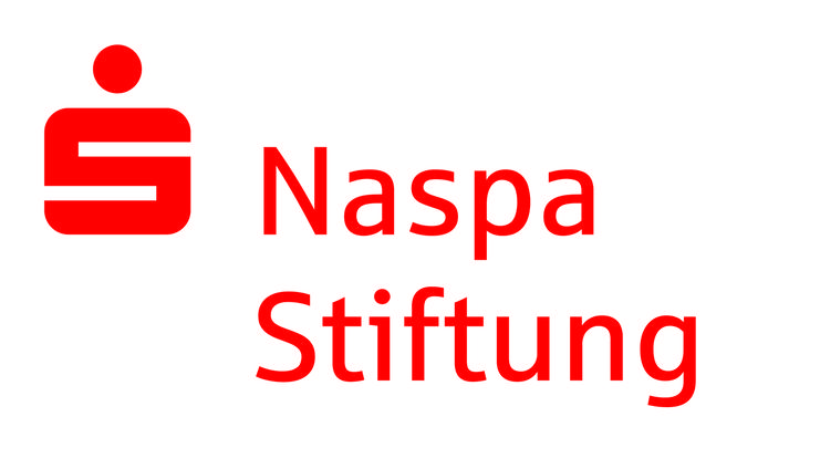 Logo der Naspa Stiftung mit rotem Schriftzug auf wei&szlig;em Hintergrund.